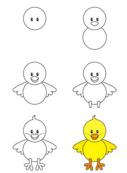 Cách vẽ gà con 2