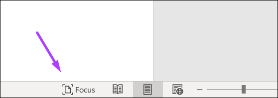 Bật Focus Mode trên Word từ Status Bard