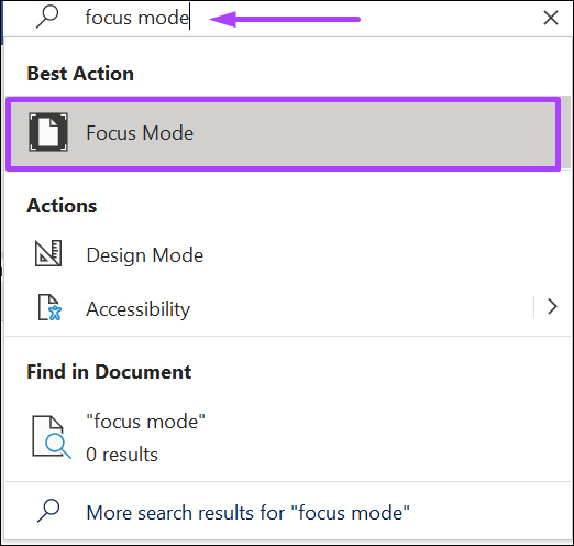 Kích hoạt Focus Mode Word trong tìm kiếm