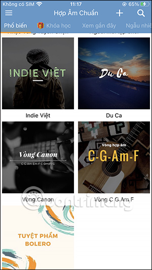 Các mục thêm bài hát trên Hợp âm chuẩn