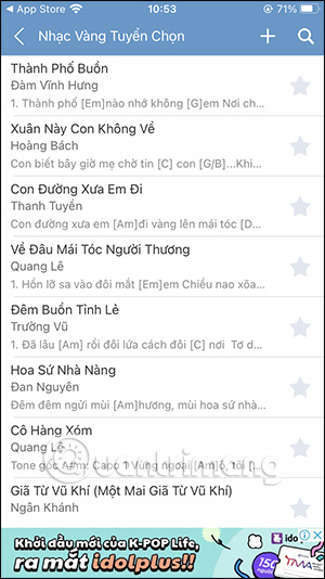 Giao diện chọn Hợp âm chuẩn