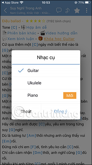 Lọc hợp âm theo công cụ