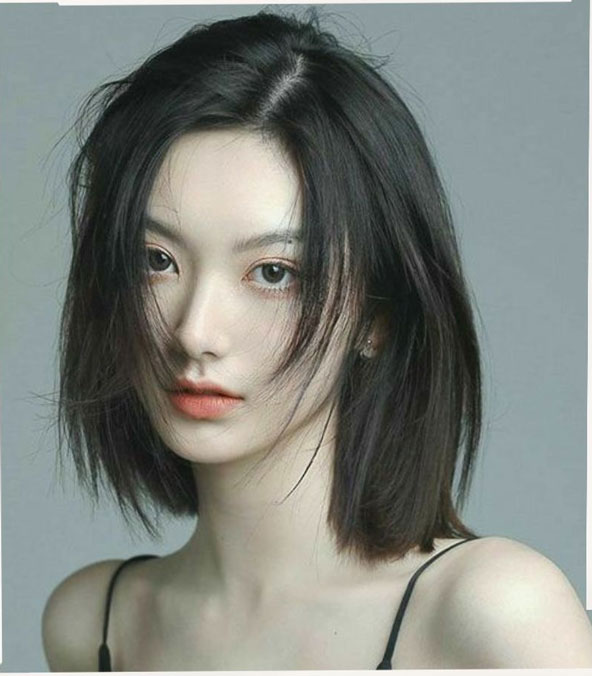 Tóc mullet nữ mặt nhỏ.