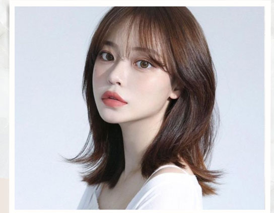 Tóc mullet nữ mặt tròn vuông.