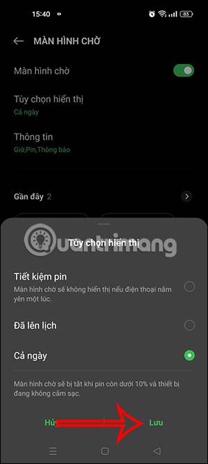Lưu chế độ hiển thị Always on Display OPPO