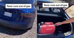 Xe Tesla hết điện giữa đường, chủ xe... mua xăng để chạy đến trạm xăng kế tiếp