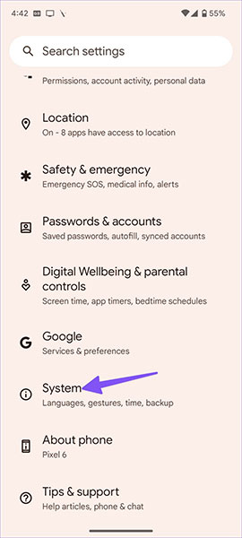 Nhấn vào System