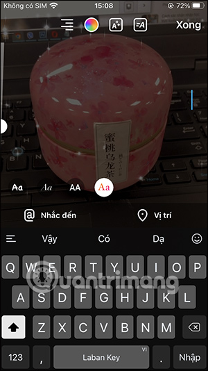Chèn chữ viết vào Story Instagram