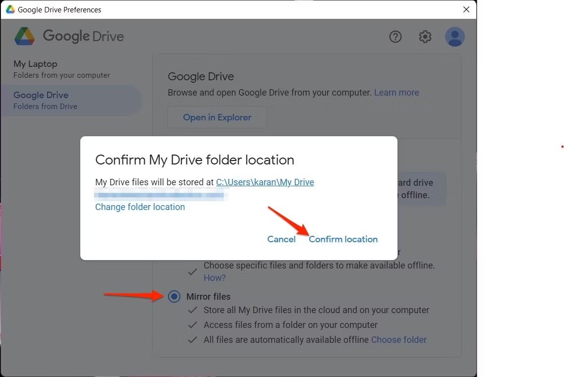 Chọn thư mục chứa các file tải về