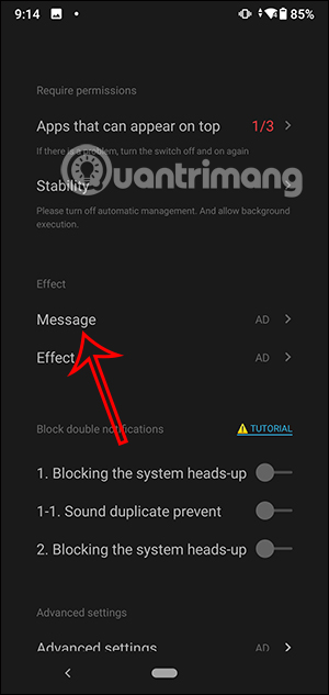 Chỉnh giao diện thông báo 