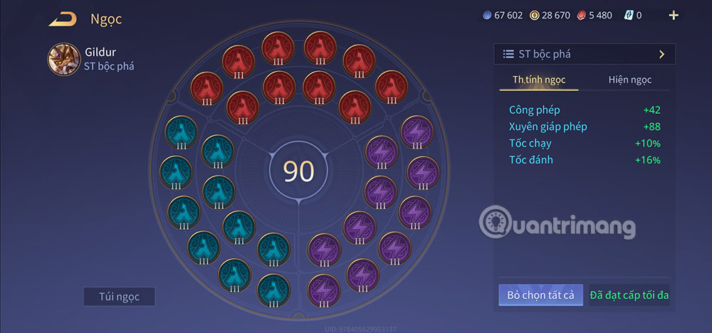 Bảng ngọc cho Gildur mùa 23