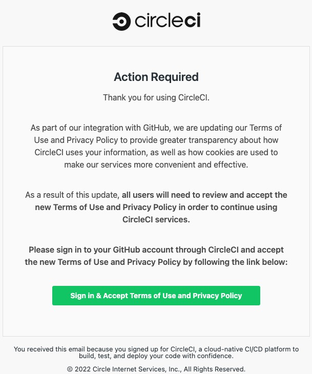 Email lừa đảo giả mạo CircleCI