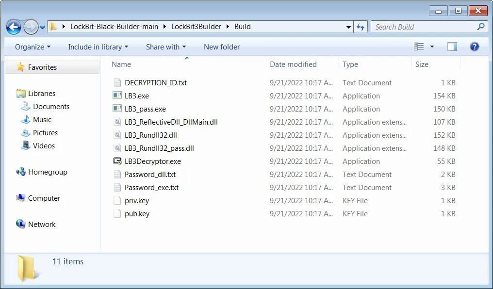 Builder tạo ra tất cả các file cần thiết cho một chiến dịch ransomware thành công