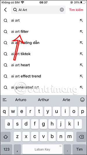 Tìm kiếm hiệu ứng AI Art TikTok