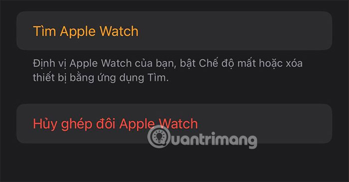 Cách hủy ghép đôi Apple Watch