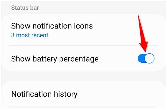 Bật tùy chọn “Show Battery Percentage”