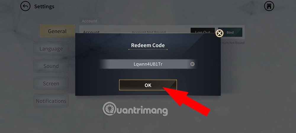 Cách nhập code Rise of Eros