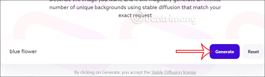 Nhập từ khóa trên AI Background Generator