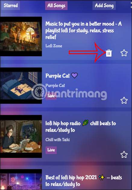 Xóa nhạc mới thêm