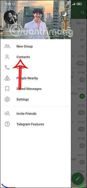 Xem liên hệ Telegram Android