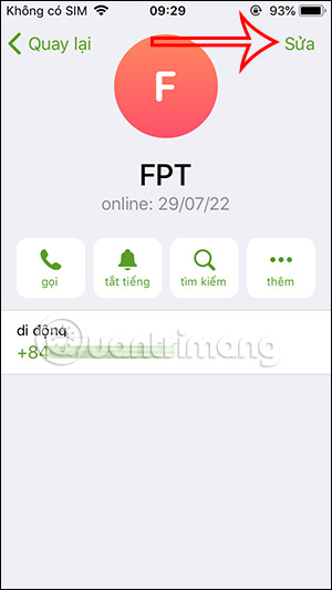 Sửa số liên hệ Telegram