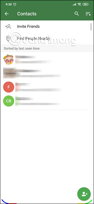 Số liên hệ Telegram Android