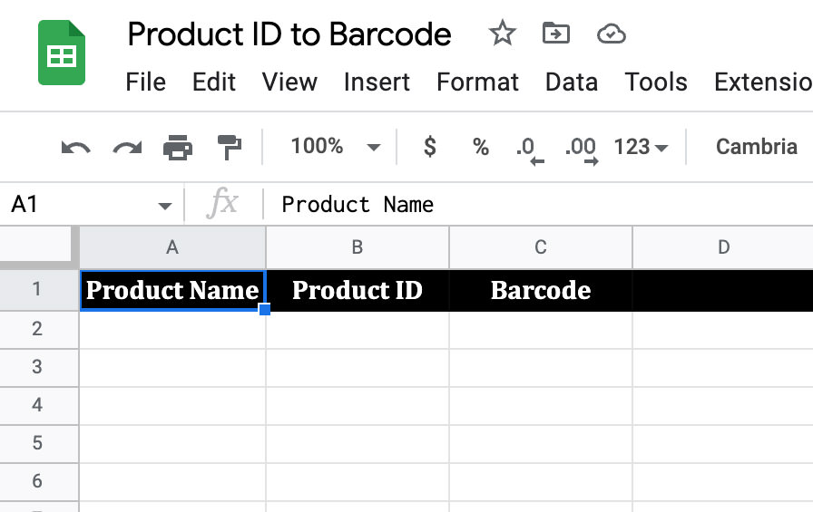 Điền “Product Name“, “Product ID“ và “Barcode” lần lượt vào 3 ô