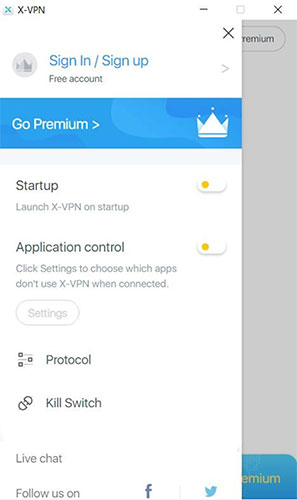 Các tính năng trên X-VPN