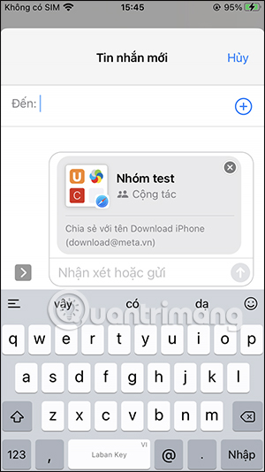 Gửi tin nhắn nhóm tab Safari