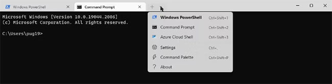 Nhiều tab trong ứng dụng Windows Terminal