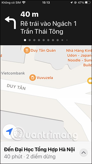 Hướng di chuyển trên Apple Maps