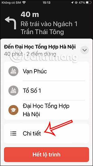 Xem chi tiết đường đi trên Apple Maps