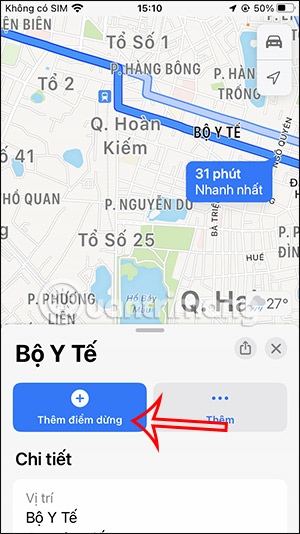 Thêm điểm dừng Apple Maps