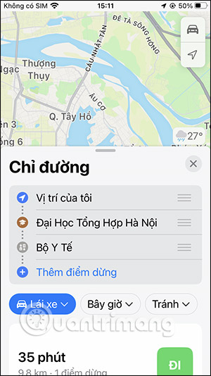 Các điểm dừng trong Apple Maps