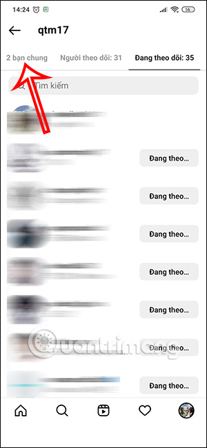 Tài khoản Intagram bạn chung