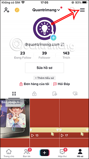 Tùy chọn tài khoản TikTok