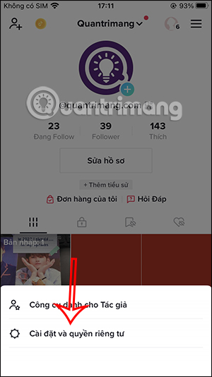 Cài đặt tài khoản TikTok