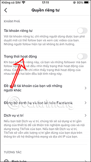 Trạng thái hoạt động TikTok
