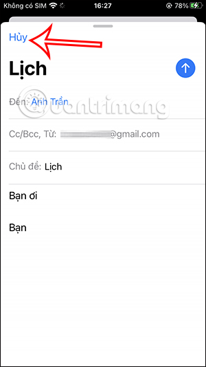 Hủy gửi email trên iPhone
