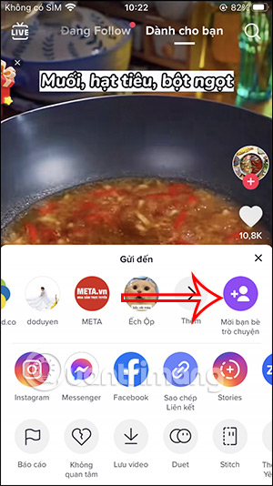Gửi tin nhắn video TikTok