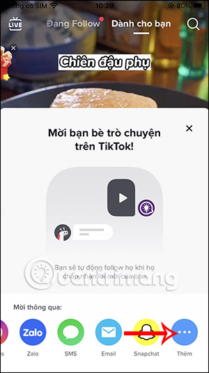 Mở rộng gửi tin nhắn video TikTok