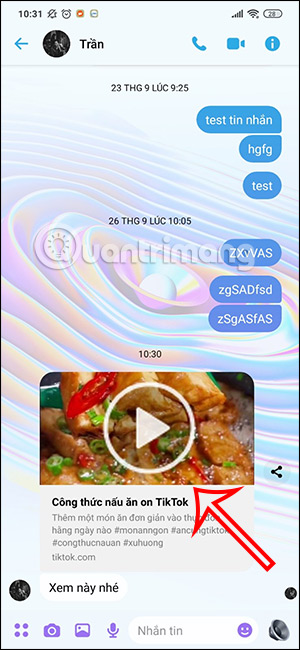 Tin nhắn video gửi trên TikTok