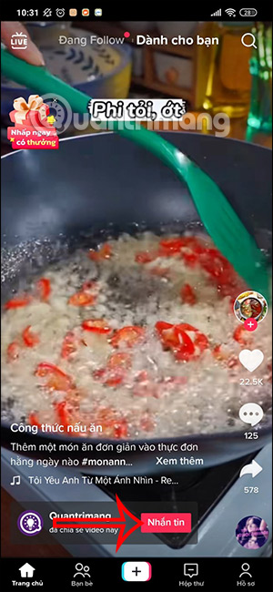Nhắn tin tài khoản TikTok