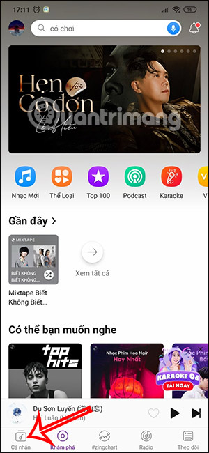 Cá nhân trên Zing MP3