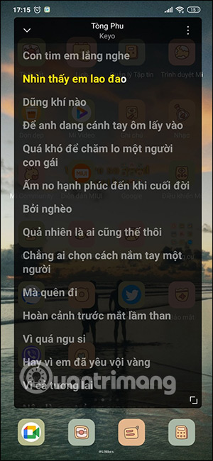 Mở rộng lời bài hát Zing MP3