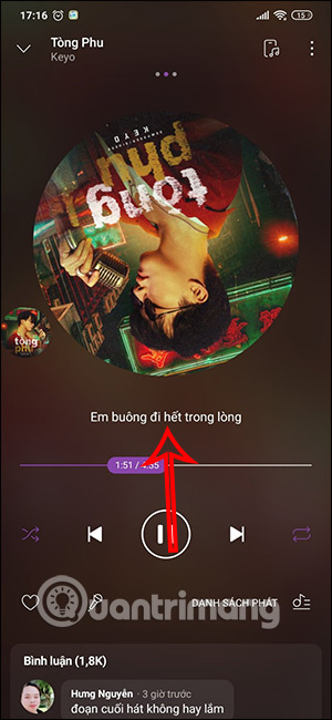 Rút gọn màn hình lời bài hát