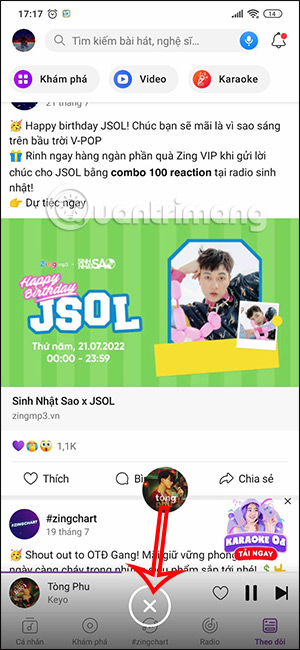 Biểu tượng nổi Zing MP3