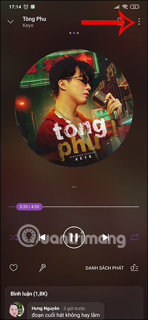 Tùy chọn bài hát Zing MP3