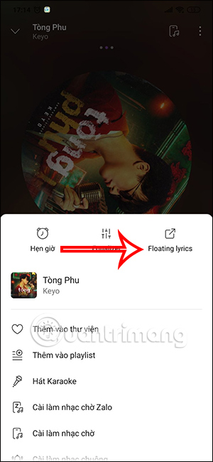 Hiện lời bài hát Zing MP3
