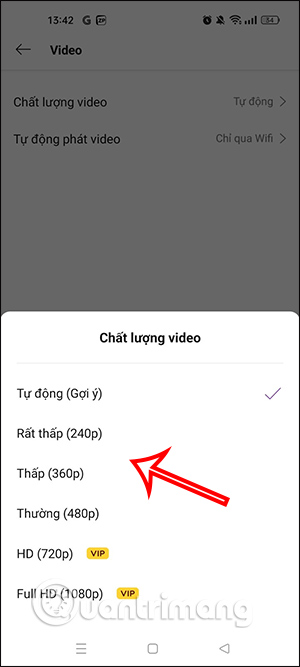 Chọn chất lượng video Zing Mp3